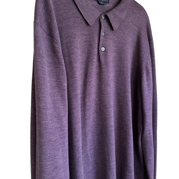 Brooks Brothers plum extra fine merino wool polo sweater Sz XL - Picture 2 of 6